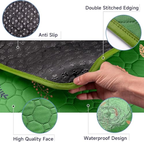 Image of Sunheir Washable Pee Pads for Dogs Large 24 inch x 72 inch 2-Pack Reusable Puppy Pads Pet Training Pads, Absorb Dog Mats, Whelping Pad, Non-Slip Protects Against Urine Leakage, Runner Rug (Leaves - Green)