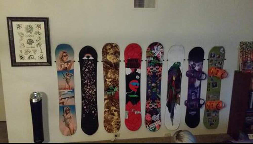 Pmsanzay Paquete de 12 – Soporte de esquí y snowboard | Estante de almacenamiento de esquí | Soporte de pared vertical horizontal | Capacidad para 6 tablas