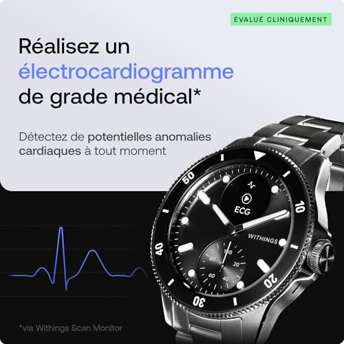 Withings ScanWatch Nova, Montre connectée santé pour Femme/Homme avec ECG, SPO2, Suivi de la température, du Sommeil, de la santé respiratoire, Suivi de Cycle menstruel, 35j de Batterie