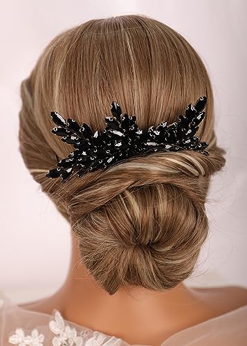 Épingles à cheveux mariée lot de 3 perles noires pour chignon de fête