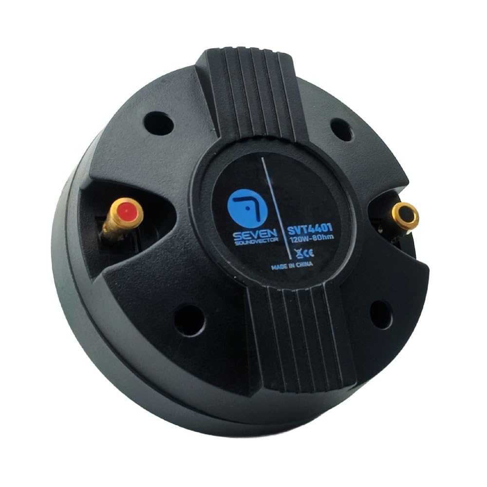 Seven Soundvector SVT4401 Driver de Compresión Tweeter Motor de Agudos Diafragma de Titanio 44mm Rosca 35mm Sensibilidad 110dB Potencia Nominal 60W AES 240W Peak para Altavoces Profesionales de 15"