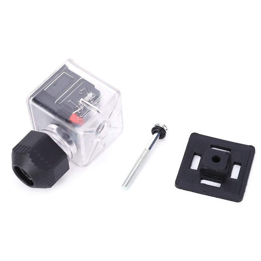 Spina Bobina Solenoide 5 Pezzi, Presa Connettore Bobina Solenoide Impermeabile Antipolvere Trasparente con Luce CC Senza Cavo per Elettrovalvola(12V)