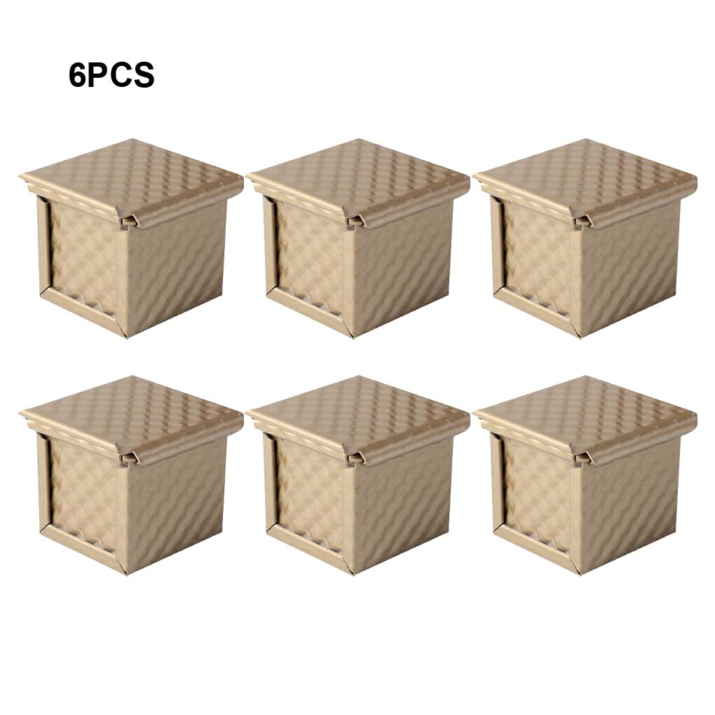 Molde para pan tostado con tapa, fácil de limpiar, 6 uds., versátil, resistente al calor, aleación de aluminio, molde para hornear pan con tapa
