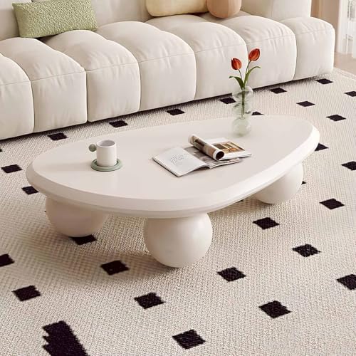 Leomix Mesa de Centro Ovalada Irregular Moderna de Mediados de Siglo con Forma de Nube y 3 Patas de Bola, mesas de Centro con Pedestal, Mesa de Centro asimétrica,J47.24in