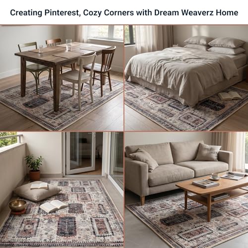 Image of Dream Weaverz Anti Slip Rectangular Carpet for Living Room & Hall | Silk | Flat Woven Soft Washable Floor Mat for Home, Bedroom Floor & Kitchen | Durable Anti Skid Rug for Daily Use (4 X 6) feet