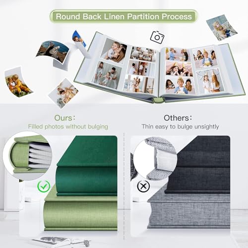 Image of HASTHIP Photo Album Cloth Hardcover, Album for Photos Collection with 600 Clear Photo Pockets, Family Scrap Books for Baby Milestone, Wedding and Travel, 33.5x34x5cm