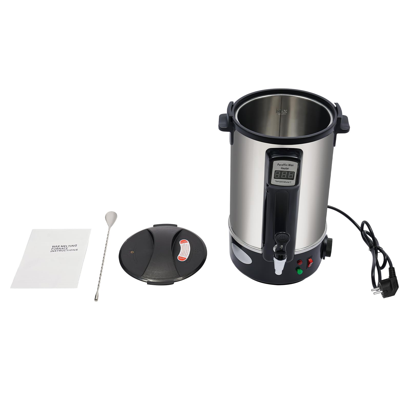 Fundidor de cera de 8 litros - Olla de fusión de cera eléctrica de acero inoxidable de 1100 W con pantalla digital LED, temperatura ajustable de 30 a 100 °C de calentamiento rápido para hacer