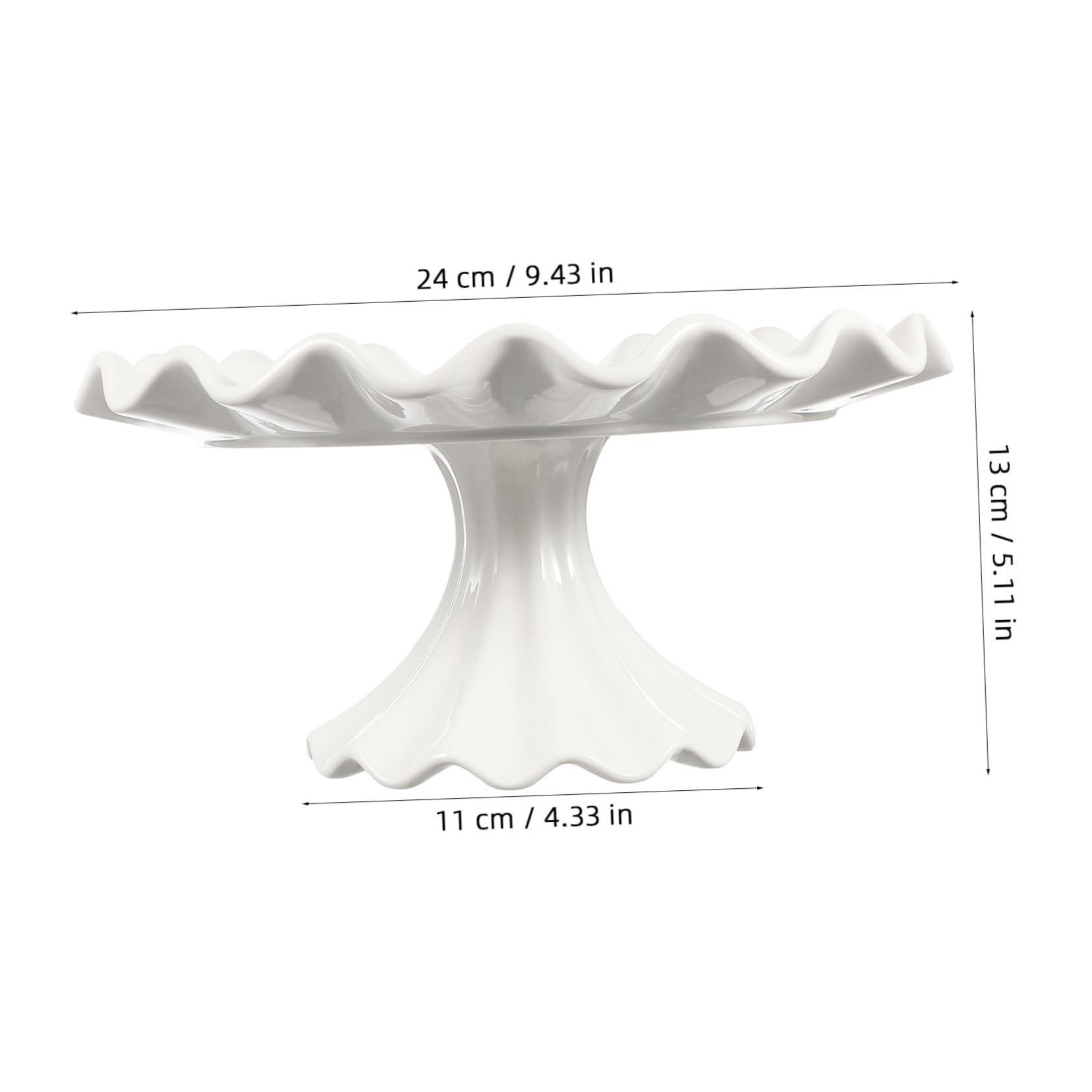 Soporte para Tartas de Cerámica white Base Estable y Borde Ondulado, Pedestal Decorativo Adecuado para Exhibir Postres en Bodas y Celebraciones