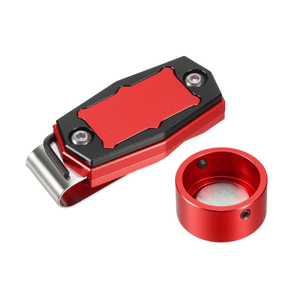 TopHomer Round Red Black, Round Mini Portable Magnetic Billiard Chalk Case, Fixed Clip Cue Chalk Box Holder, Suitable for Pool, Sports Enthusiasts