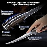 SYOKAMI Fillet Knife for Fish, Razor Sharp 7.2 Inch Boning Knife | Japanese Style Filet Knife with Wood Full Tang Handle, Professional High Carbon Stainless Steel Fishing Knife, Ideal Gift