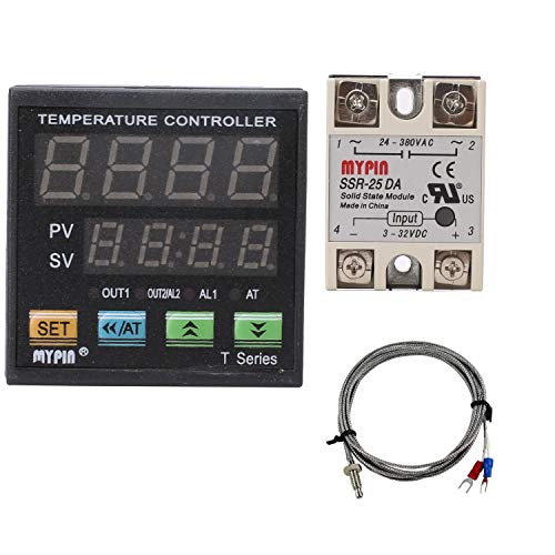 Pid Temperature Controller Meter Indicator, Jaybva Digital Programmable Universal Thermostat Fahrenheit And C Display Ssr And Alarm Output 25A Solid State Relay Thermocouple Probe Included #TOP1