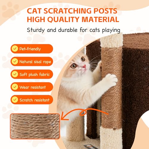 Rascador para gatos de 45.3 pulgadas con 3 plataformas y 2 cuevas miniatura 5