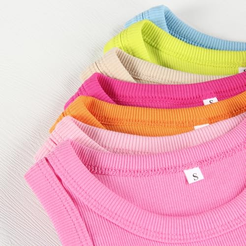 Image of Artfish Women Casual Basic Sleeveless High Neck Rib-Knit Y2k Crop Tank Top