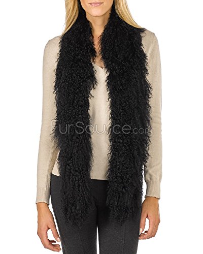 Long Tibetan Lamb Fur Scarf - Black2