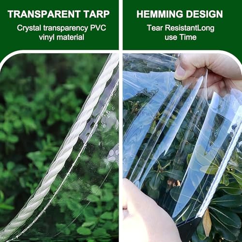 Lona transparente resistente al agua de 14 mm con bordes reforzados 6