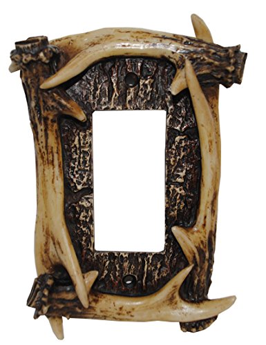 H HIEND ACCENTS Paseo Road Antler Single Rocker Wall Plate, Brown 5x3.5 inch Decorative Light Switch Cover, Rustic Western Cabin Lodge Style Outlet Cover