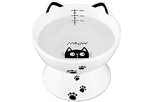 Yedio Porcelain Raised Cat Bowl with Anti Slip Band