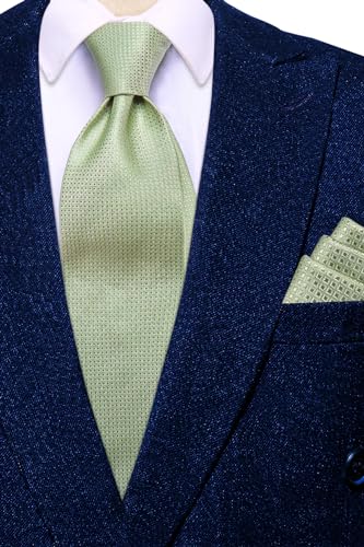 Image of Hi-Tie Mens 70inches Tie Set Extra Long Necktie for Men Cufflinks Handkerchief Big Tall Men Business Wedding