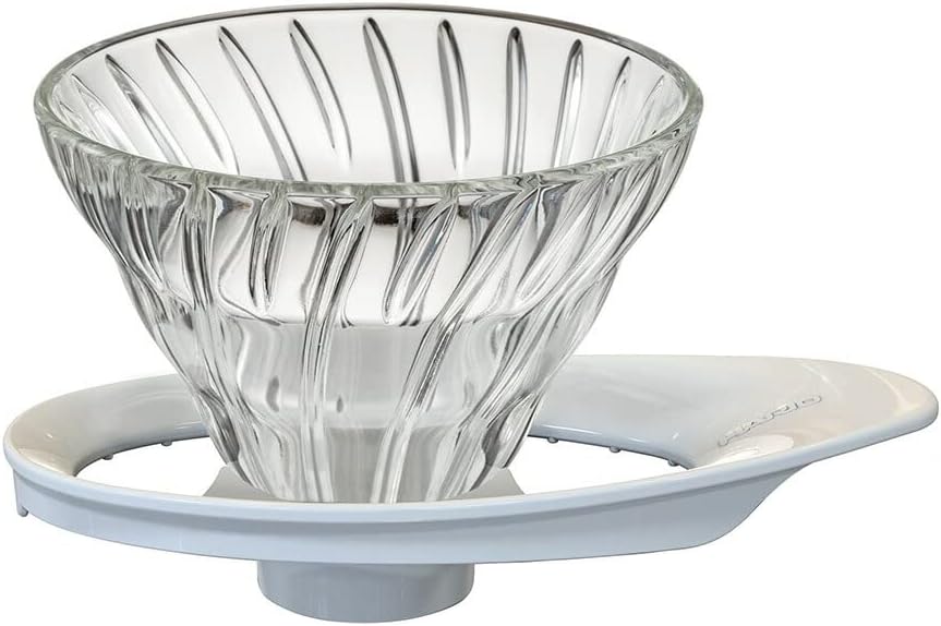 HARIO V60 VDGR-01-W Heat Resistant Glass Transparent Dripper, 01, For 1 to 2 Cups, White, Made in Japan