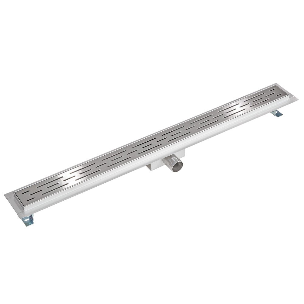 tectake Canaleta de ducha de acero inoxidable, desagüe de ducha, desagüe de suelo, ducha, canalón de ducha, desagüe de ducha, con sifón, colador y antiolores, 90 cm
