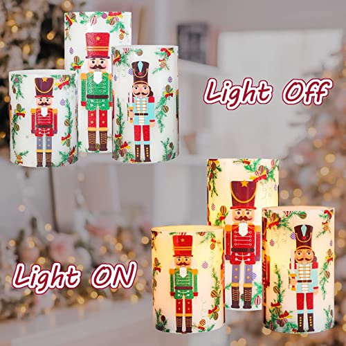 Image of MELTONE Nutcracker Christmas Flameless Candles Remote: Real Wax Flickering Battery Operated Candles - Home Party Bedroom Birthday Holiday Xmas Decorations