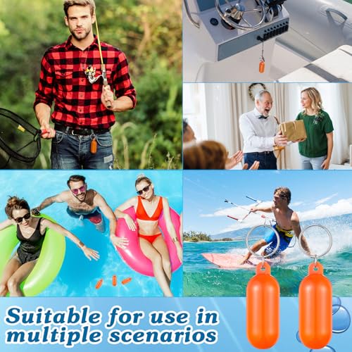 Image of Tondiamo 14 Pcs Boat Floating Keychain Oval Shape Boat Key Ring Floating Key Pendant for Sail Kayak Fishing Accessory