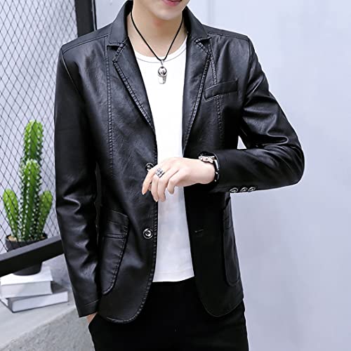 Men's Black Faux Leather Blazer - Slim Fit, Casual, Business Casual, Size XL2