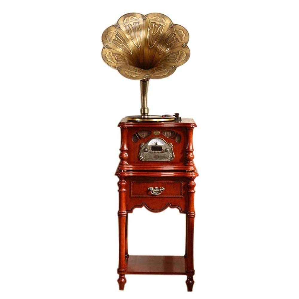 WENQJ Record Player, Gramophone, Antique Big Phonograph Turntable Wireless Speaker, with Aux-in, FM Radio, Gramophone Vintage Retr(Phonograph) Every family