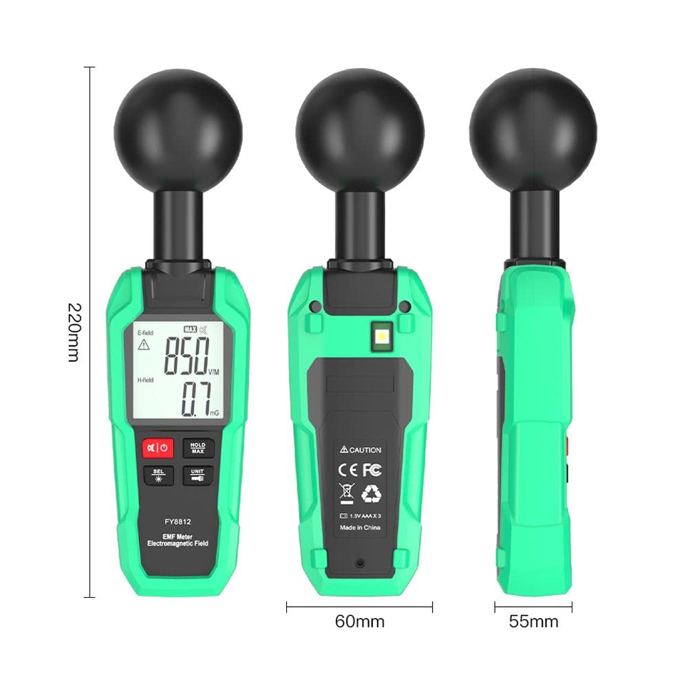5 Hz ~ 300 Hz EMF-Messgerät, LCD-Strahlungsdetektor für elektromagnetische Felder mit 3 Sonden für 360 ° -Messung