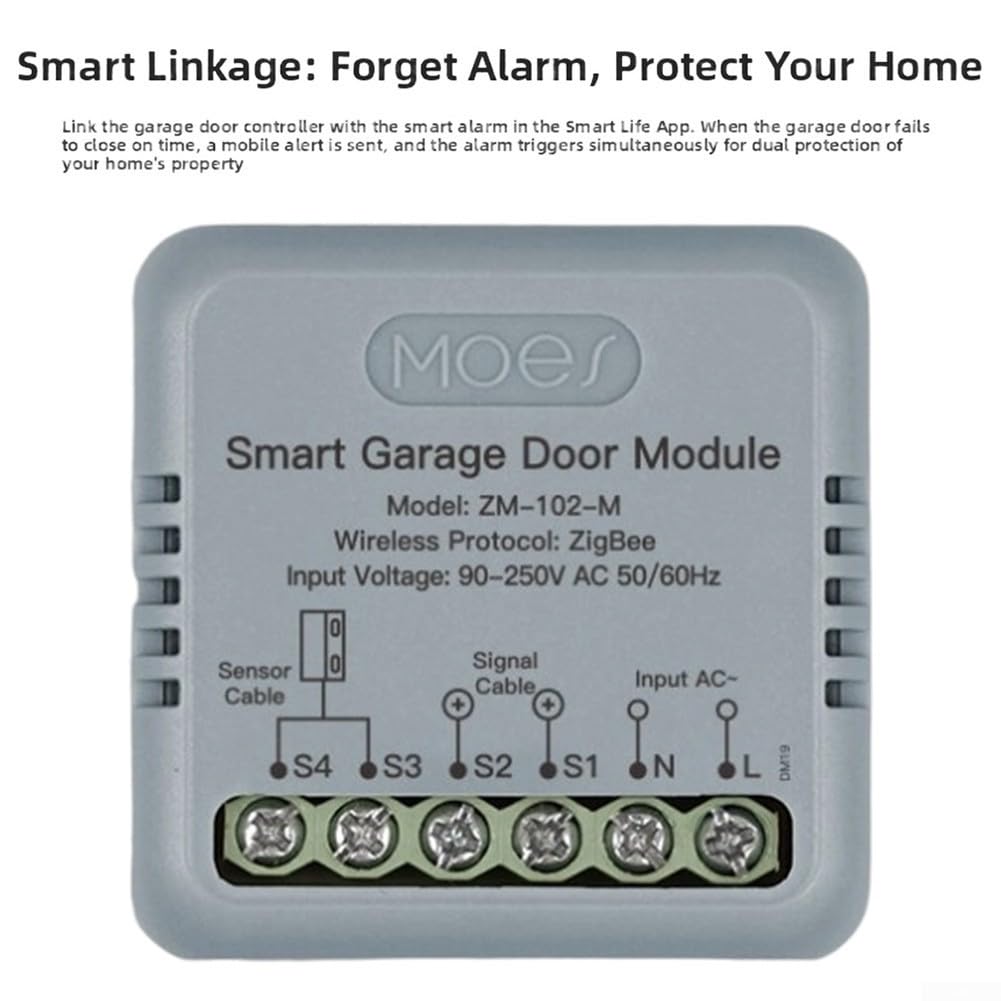 Interrupteur intelligent pour ouvre-porte de garage avec contrôle par application pour Tuya pour ZigBee pour Alexa Minuterie d'intégration et alertes en temps réel pour la domotique