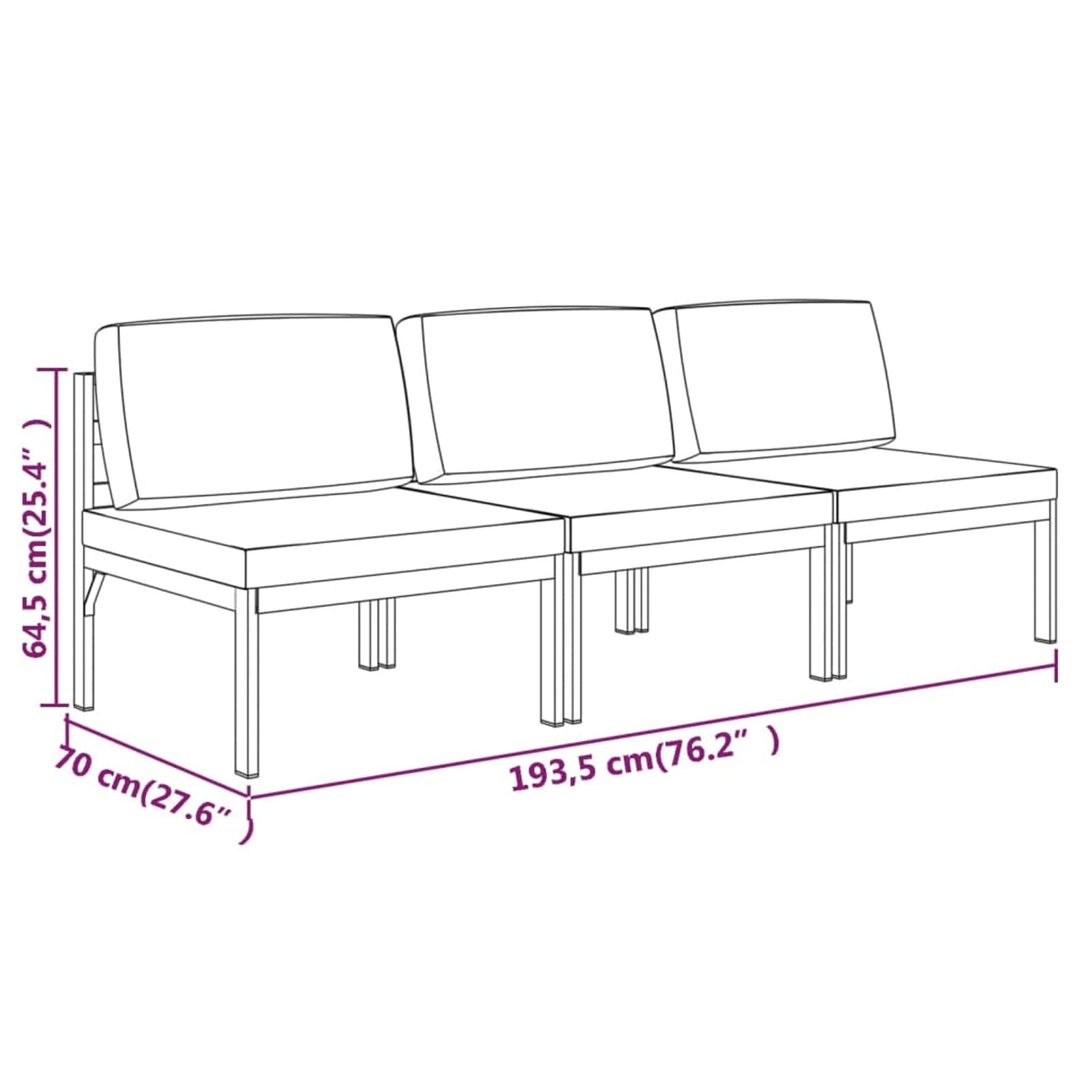 Sofá de jardín de 3 plazas con Cojines, Mobiliario Jardin, Conjunto De Terraza, Conjunto De Sofa Exterior, Muebles Jardin Exterior, Aluminio Gris Antracita