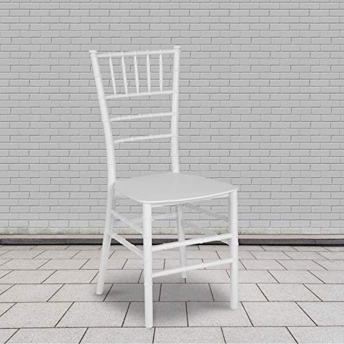 BizChair 2 Pack White Stackable Resin Chiavari Chair - Banquet and Event Furniture