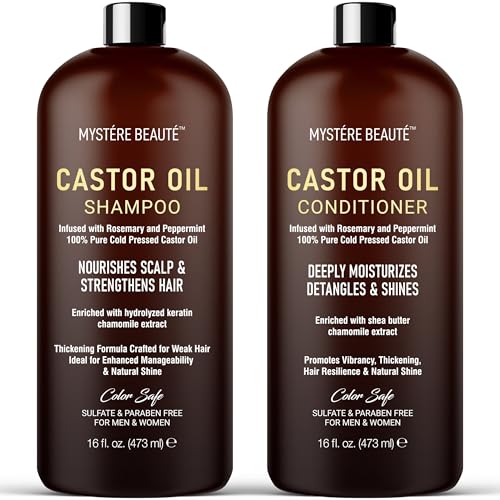 Castor Oil Shampoo and Conditioner - Sulfate Free with Peppermint...