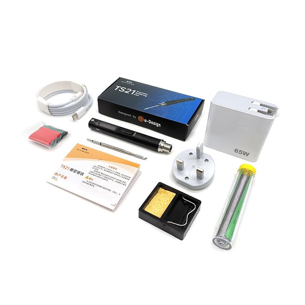 TOOLSAVING MINIWARE TS21 Soldering Iron KU Tips UK PD Power Supply Kit Mini Digital Welding Tool 3 Seconds Melts Solder Front Lighting Design Max 100W DC9-24V