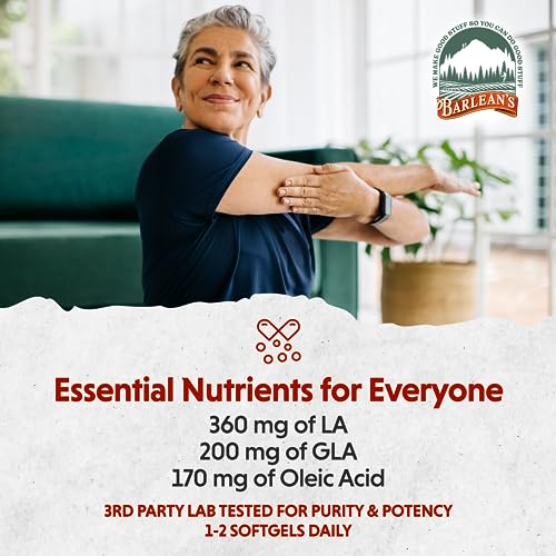 Barlean's Borage Oil Capsules, 1000mg Cold Pressed Pure Borage Seed Oil GLA Supplement, Omega 6 for Healthy Skin Joints and Bones and Brain Function, Non-GMO and PA Safe, 60 Count - Thumbnail 5