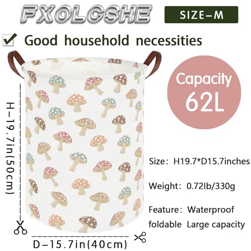 Image of Mushroom hamper,Laundry Basket,Collapsible Canvas Waterproof Storage Bin,Nursery Hamper,Gift Baskets,baby Laundry Hampers,Room Decor(Mushroom)