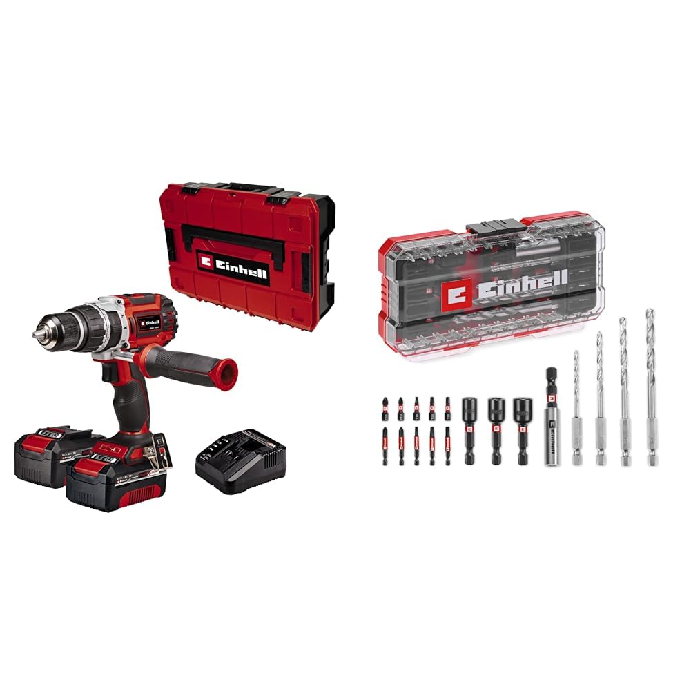 Einhell TP-CD 18/60 Li-i BL (2x4,0 Ah), Akülü Darbeli Vidalama + Einhell Delici ve Vidalama uç seti 18 parça S-BOX kutu