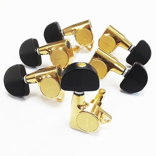 GOTOH SG301 B20 GG L3 R3 ゴールド 黒ボタン 両側タイプ ギター ペグ 6個セット 【Ebiオリジナルピック付】