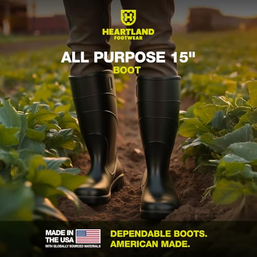 Heartland All Purpose 15” Waterproof Work Boots for Men and Women - Lightweight, Flexible Modern PVC Boots with Easy On/Off, Slip-Resistant Outsoles2