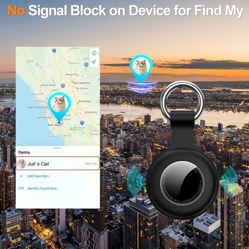 Image of 1|2|4Pack for Apple AirTag Holder,for Air Tag 2nd &1st Genaretion,Waterproof GPS Tracker Air Tag Keychain with Cover Anti-Scratch Silicone for Air-Tag Case for Pets,Kids,Bags,Luggages-Black