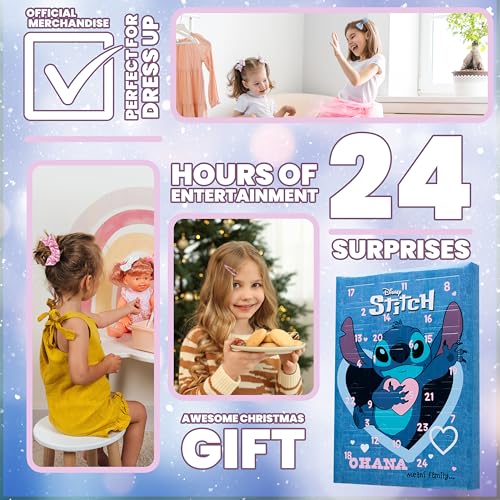 Disney Stitch Advent Calendar 2025 for Girls Hair Accessories Frozen Christmas Countdown Calendar Hair Clips Bands Scrunchies Gifts for Girls (Blue) - Image 3