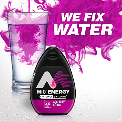 Image of MiO Energy Acai Berry Storm Naturally Flavored with other natural flavors Liquid Water Enhancer Drink Mix with Caffeine & B Vitamins with 2X More (3.24 fl. oz. Bottle) (Pack of 4)