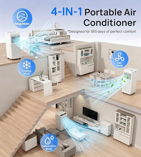 Image of 8000 BTU Portable Air Conditioners,Portable AC with Cool, Fan,Dehumidifier,Sleep,24H Timer,Quiet Cooling,Up to 350 Sq.Ft,Air Conditioner for Bedroom,Home,Office,Remote&Window Kit