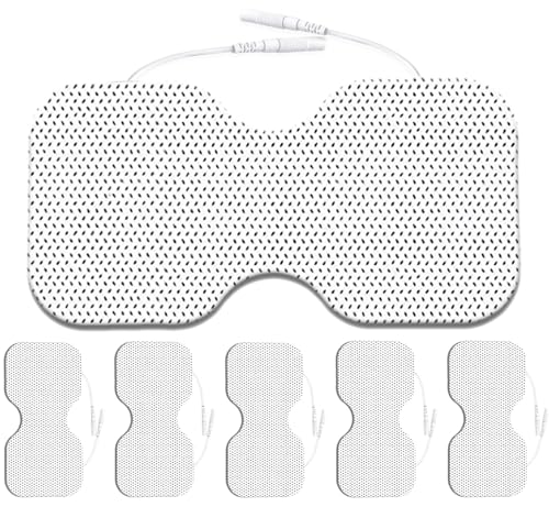 Image of Tens Unit Electrode Pads 4x8 inch for Back Pain Relief Extra Large Butterfly Shaped EMS TENS Pads SM Electrodes Compatible with TENS 7000, AUVON TENS, 2mm Pin Connector- 6 Pcs