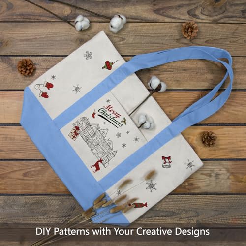 image for TOPDesign 6-Pack Canvas Tote Bags with an External Pocket, Reusable Gr