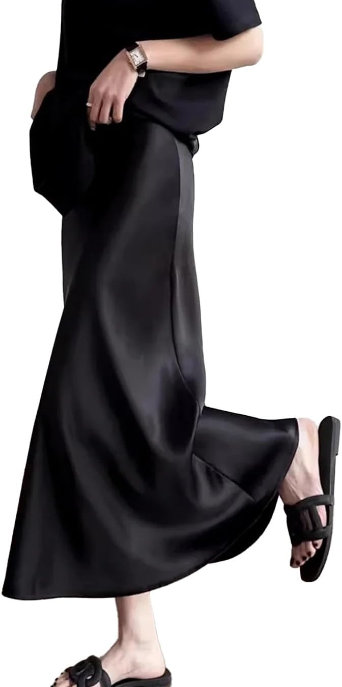DAISYSILK Women's 100% 22 Momme Silk Maxi Skirt-Fashionable, Comfortable, and Versatile