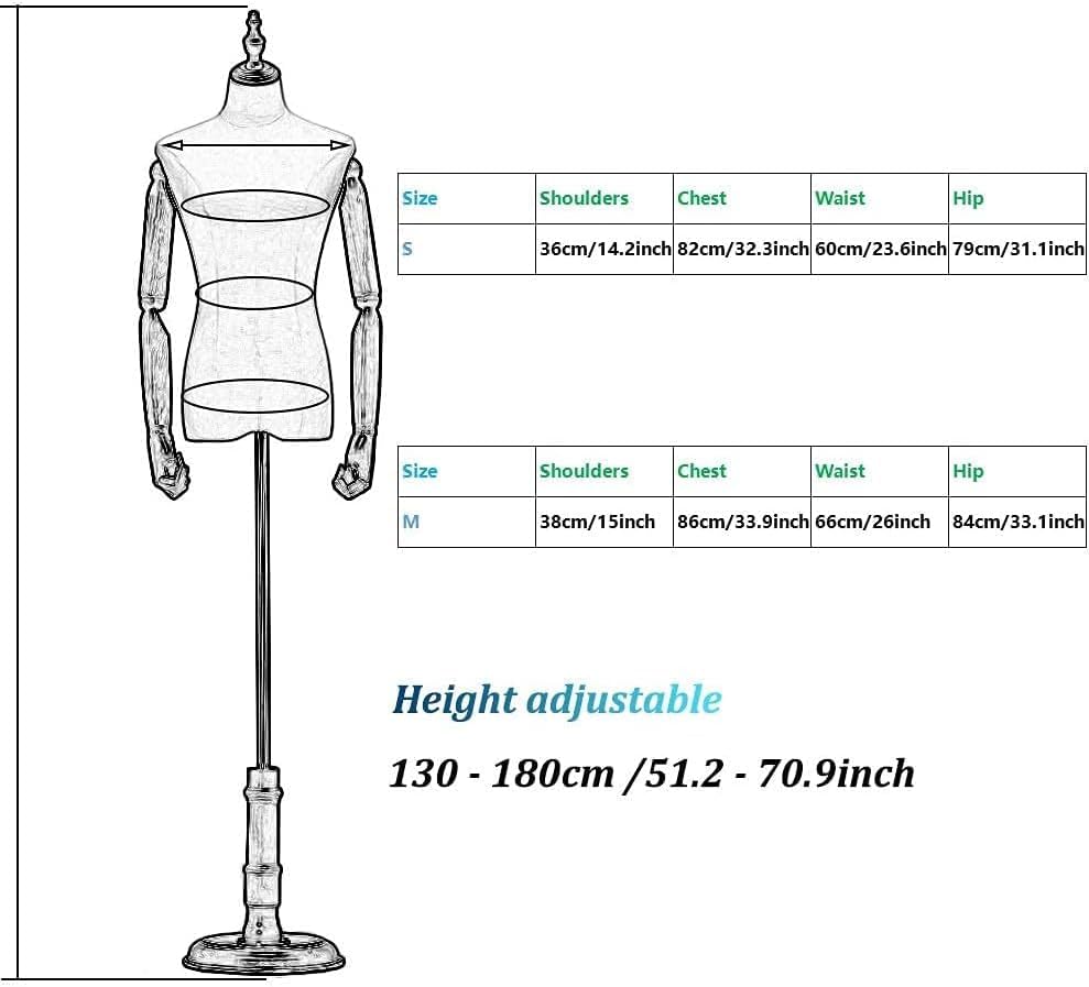 Torso Mannequin Stand, Female Mannequins Mannequin Torso Body for Clothing Display, 51.2"-70.9" Height Adjustable Female Clothing Form, Wooden B