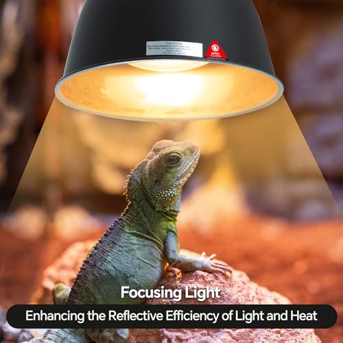 CAVACHEW Reptile Light Fixture, 8.1in Deep Dome Reptile Heat Lamp Fixture with Switch, Terrarium UVB Basking Light Fixture for Bearded Dragon Snake Chameleon Lizard, Suitable for E26 Bulbs Up to 150W