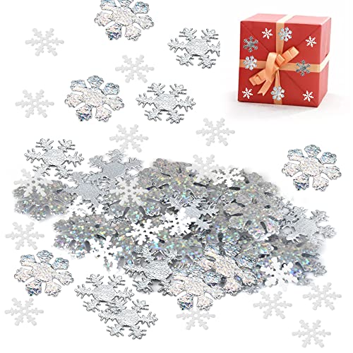 ANTHYTA 300 Stücke Schneeflocke Konfetti Tischdeko Winter Konfetti Weihnachten 3 Größe Schneeflocken Konfetti Winter Tischdeko Frozen Schneeflocke für Weihnachten Hochzeit Tisch Dekoration 1,5/2,5cm