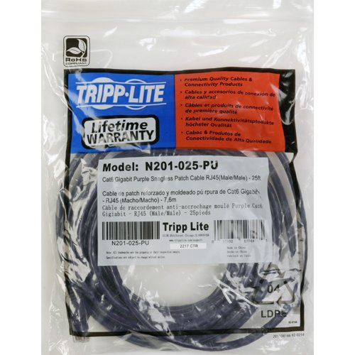 Cable Patch Cat6 Gigabit 25 ft Purple RJ45 Tripp Lite miniatura 2